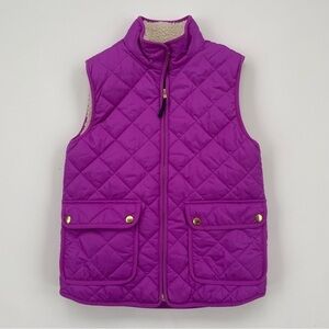J.Crew Crewcuts Girls' Fuscia Purple Quilted Sherpa Lined Puffer Vest Size 12